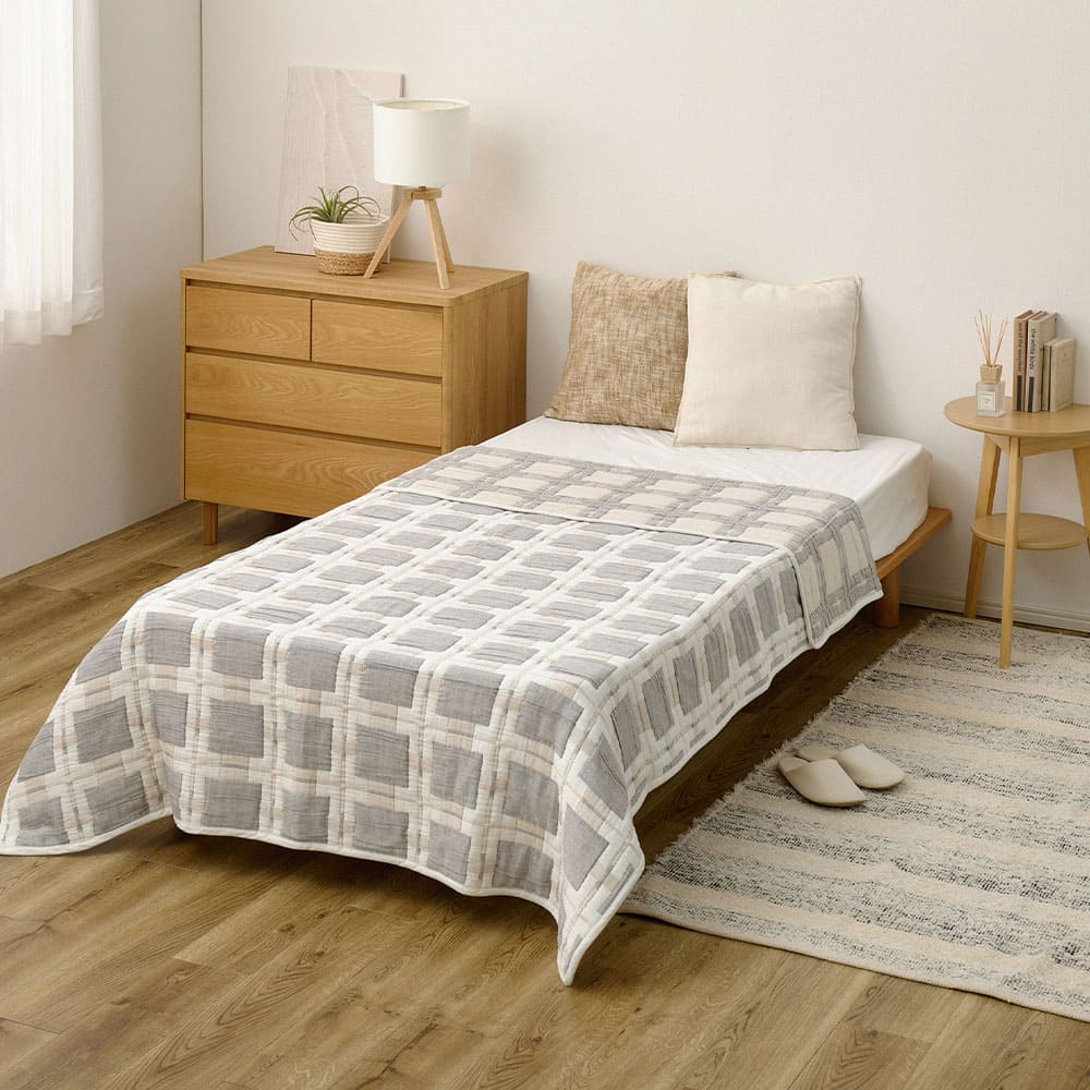 デザインガーゼケット シングル 約140×200cm スクエア 【直送品】 返品・キャンセル・他商品と同時購入は不可