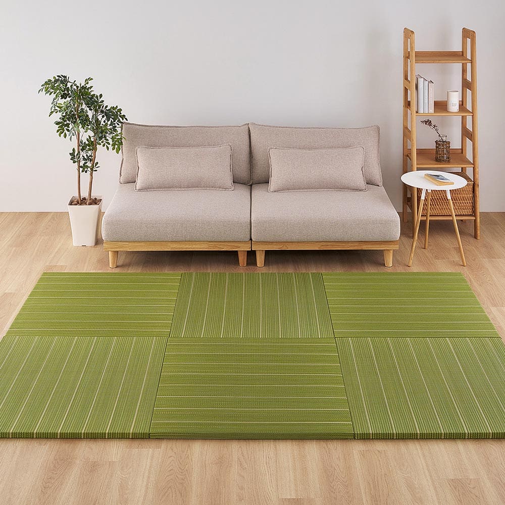 (12枚組)置き畳 凛 約82×82×2.5cm グリーン 【直送品】 返品・キャンセル・他商品と同時購入は不可