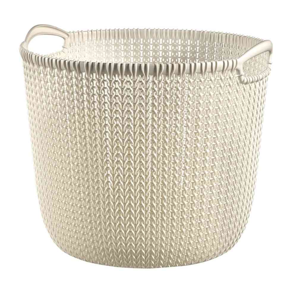 藤栄 Knit(ニット) ラウンドバスケット 30L ホワイト CV-202