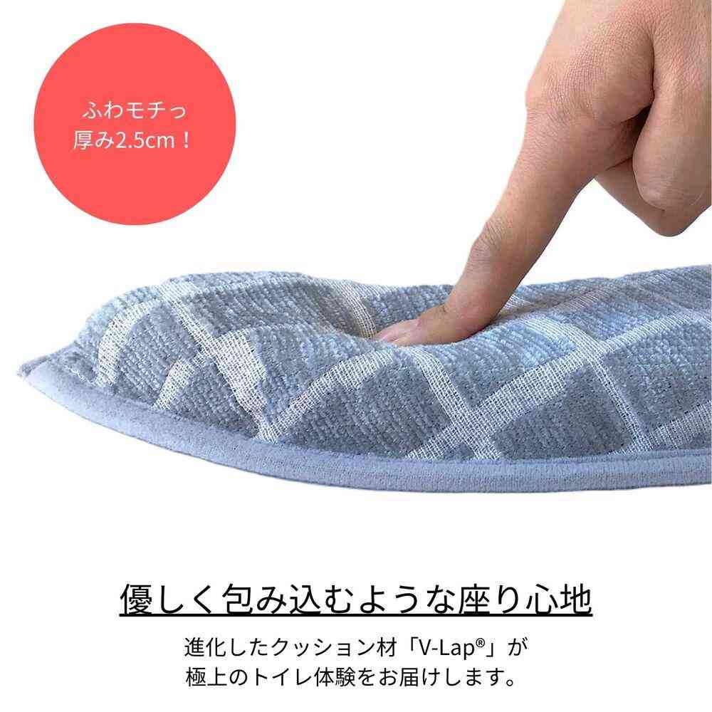 藤栄 マシュマロ便座クッション ジャガード織り ラティスグレー MB-1004 - Image 2