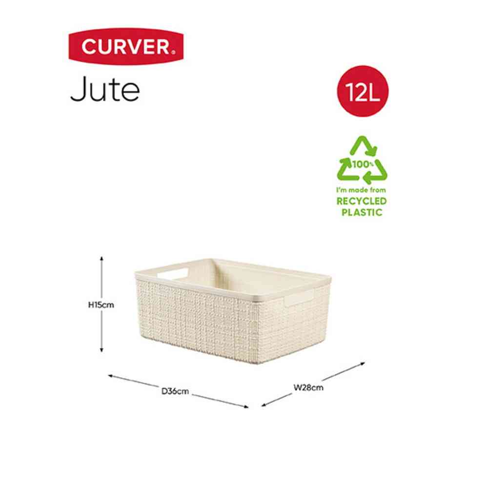 藤栄 Jute（ジュート） ミディアムバスケット 12L ホワイト - Image 7