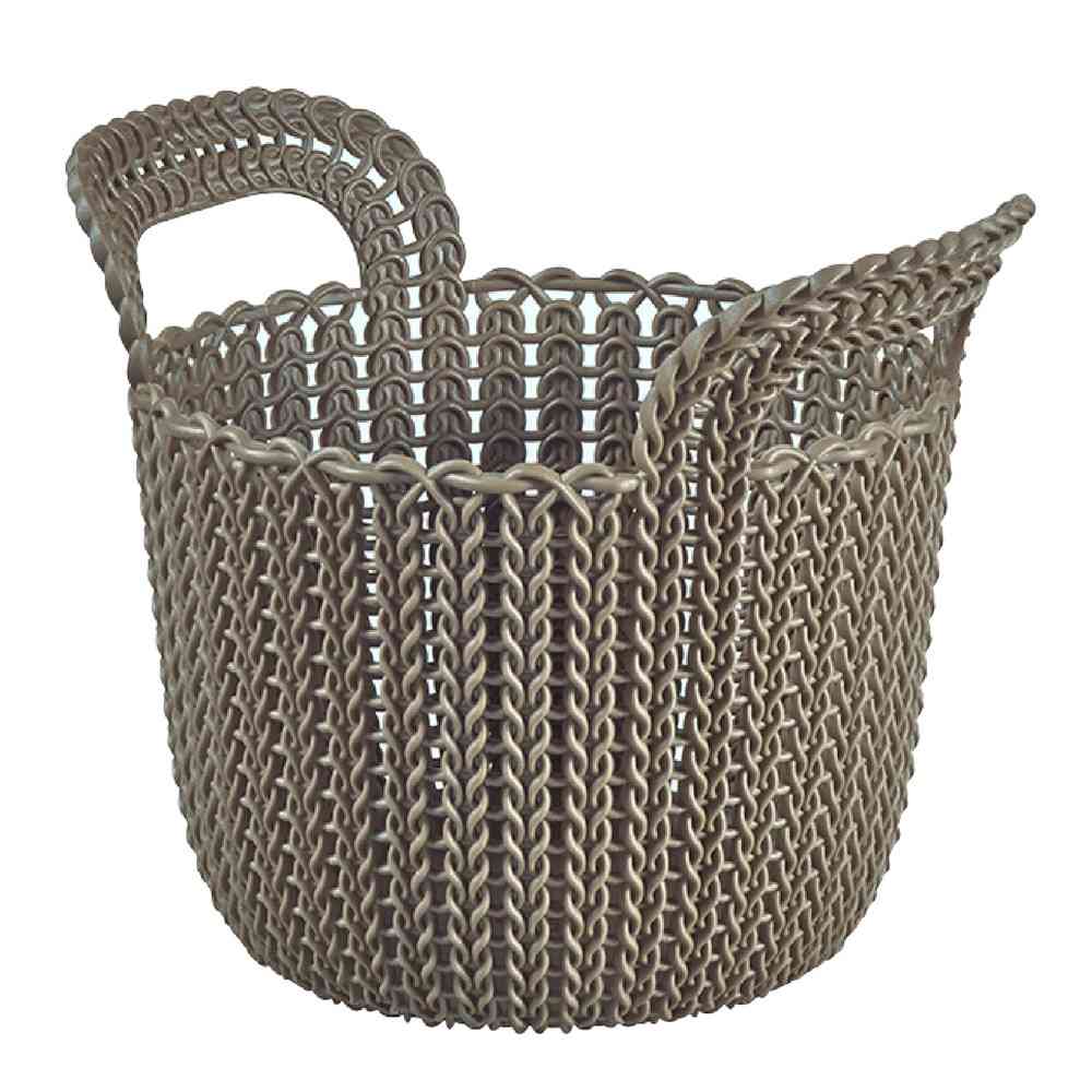藤栄 Knit(ニット) ラウンドバスケット 3L ブラウン CV-006