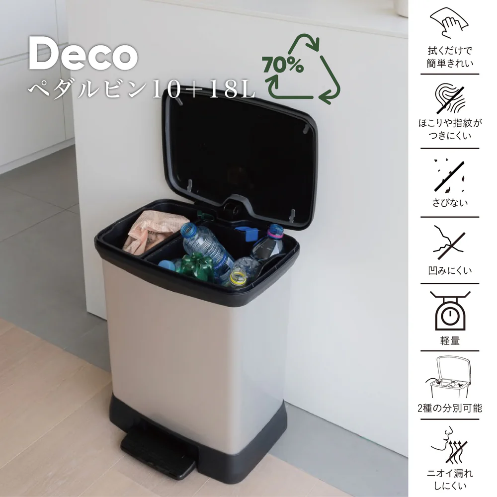 藤栄 Deco 分別ペダルビン CV-025 10L+18L - Image 2