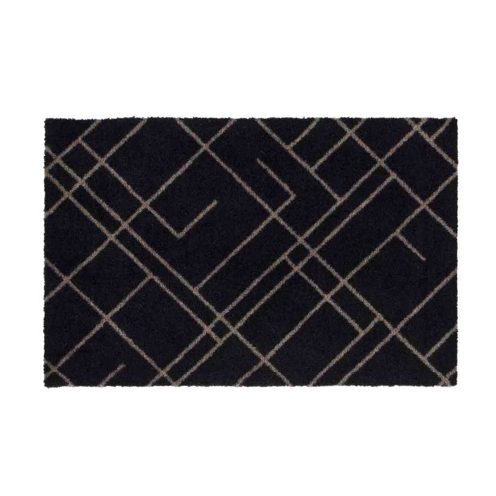 藤栄 tica copenhagen(チカ コペンハーゲン) フロアマット 40×60 LINES Black/Sand - Image 4