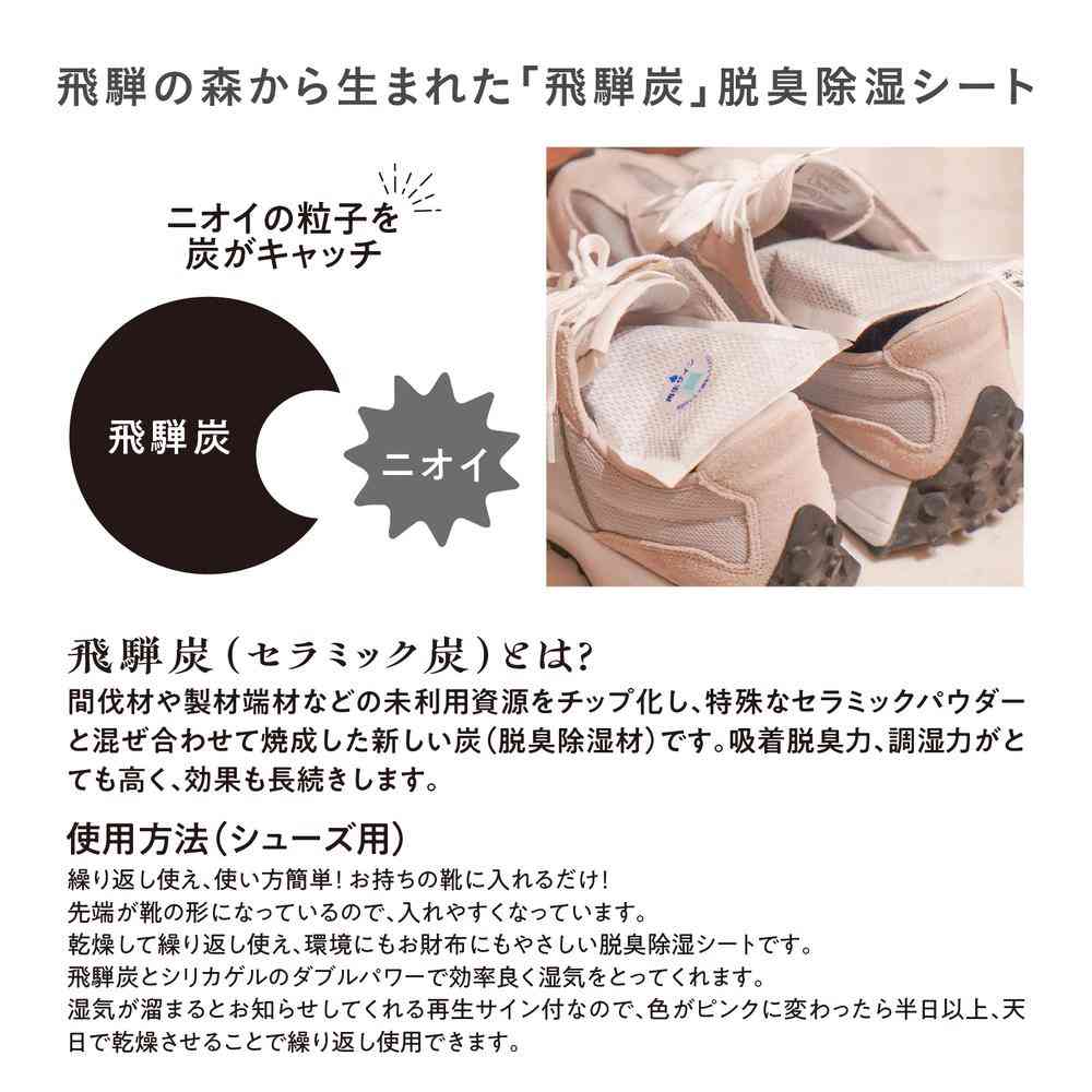藤栄 飛騨炭 シューズ用 脱臭除湿シート 3足用 HD-001 - Image 4