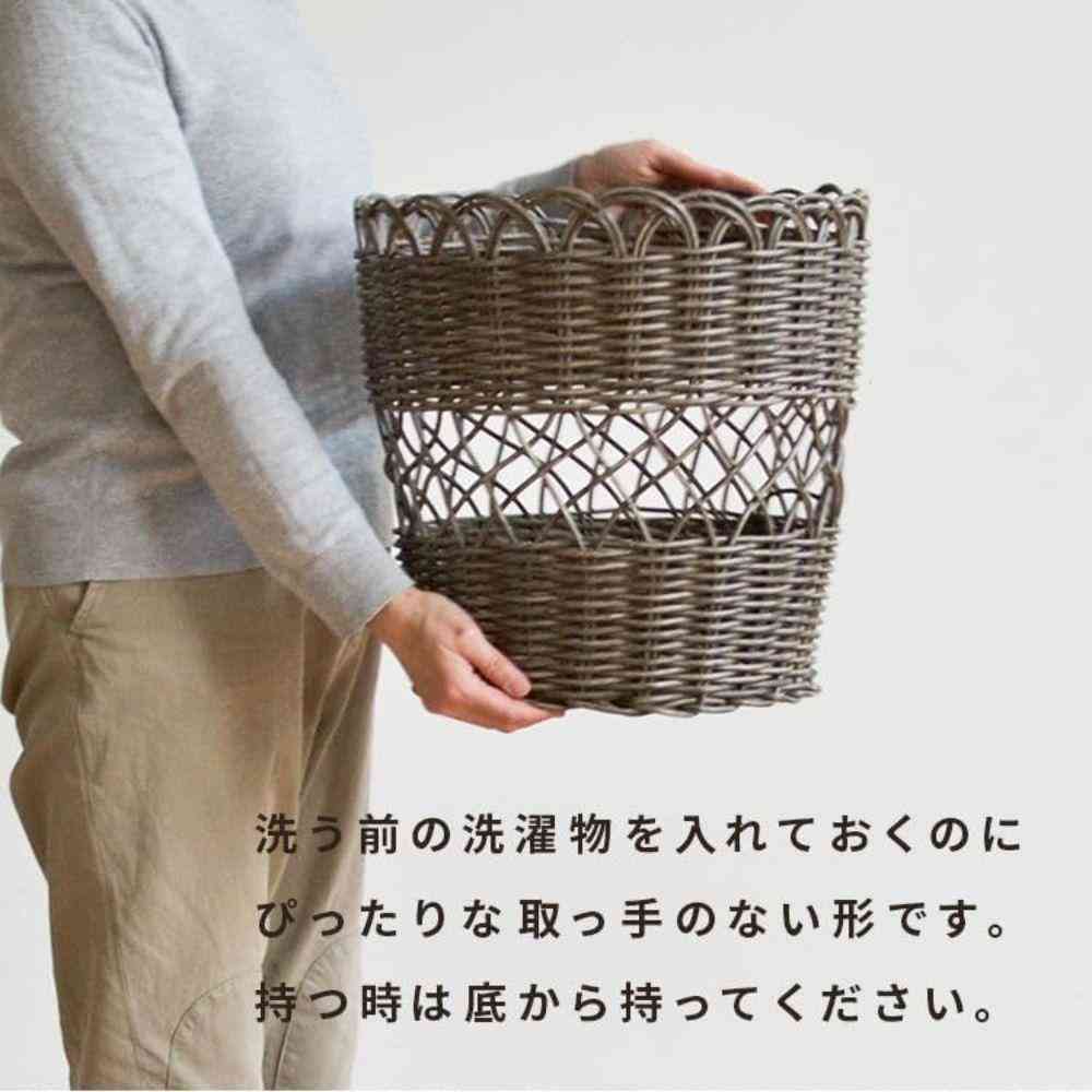 藤栄 PPラタン ラウンド ランドリーバスケット グレー - Image 5