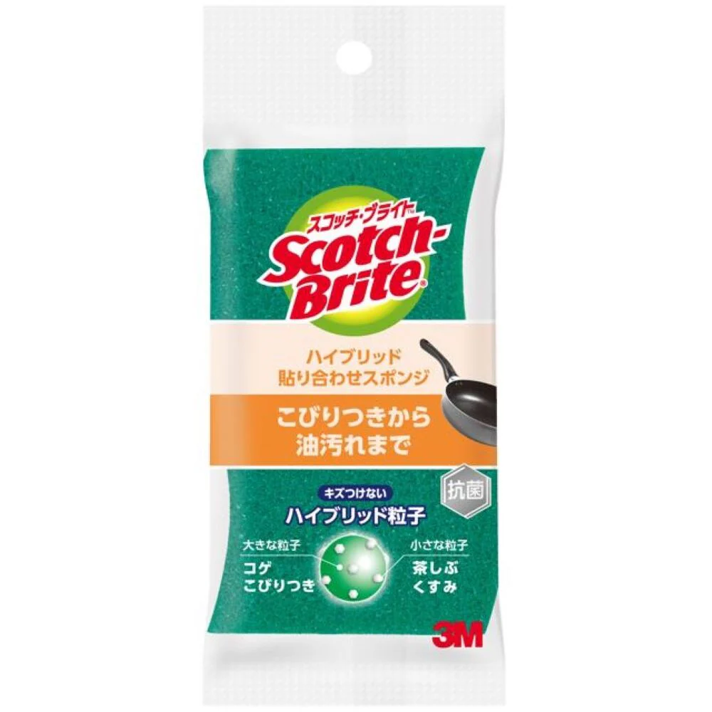 3M スコッチブライト ハイブリッド貼り合わせスポンジグリーン HB−21KG−H 1個