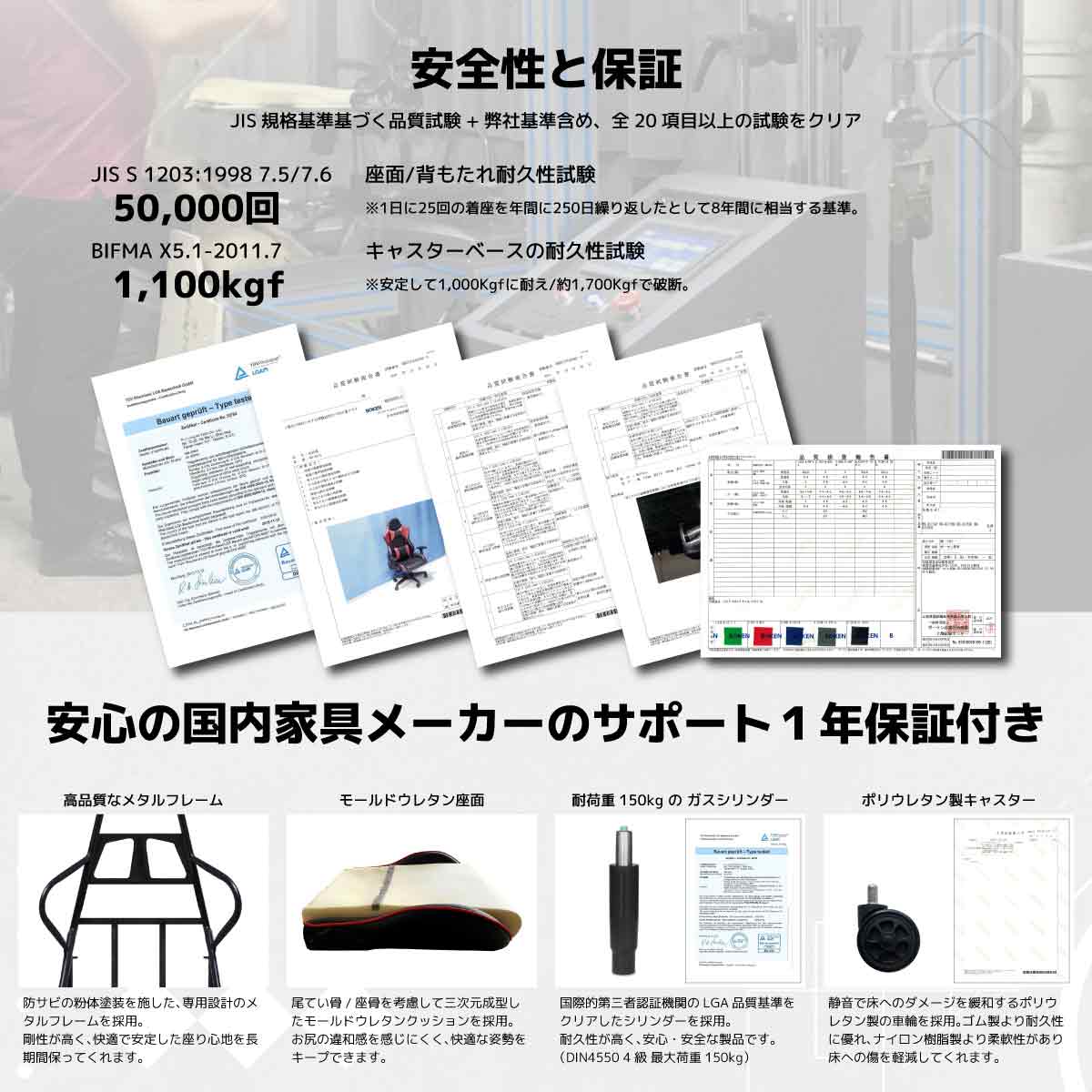 ルセルV3 オットマン付き ゲーミングチェア ブルー 【直送品】 返品・キャンセル・他商品と同時購入は不可 - Image 7