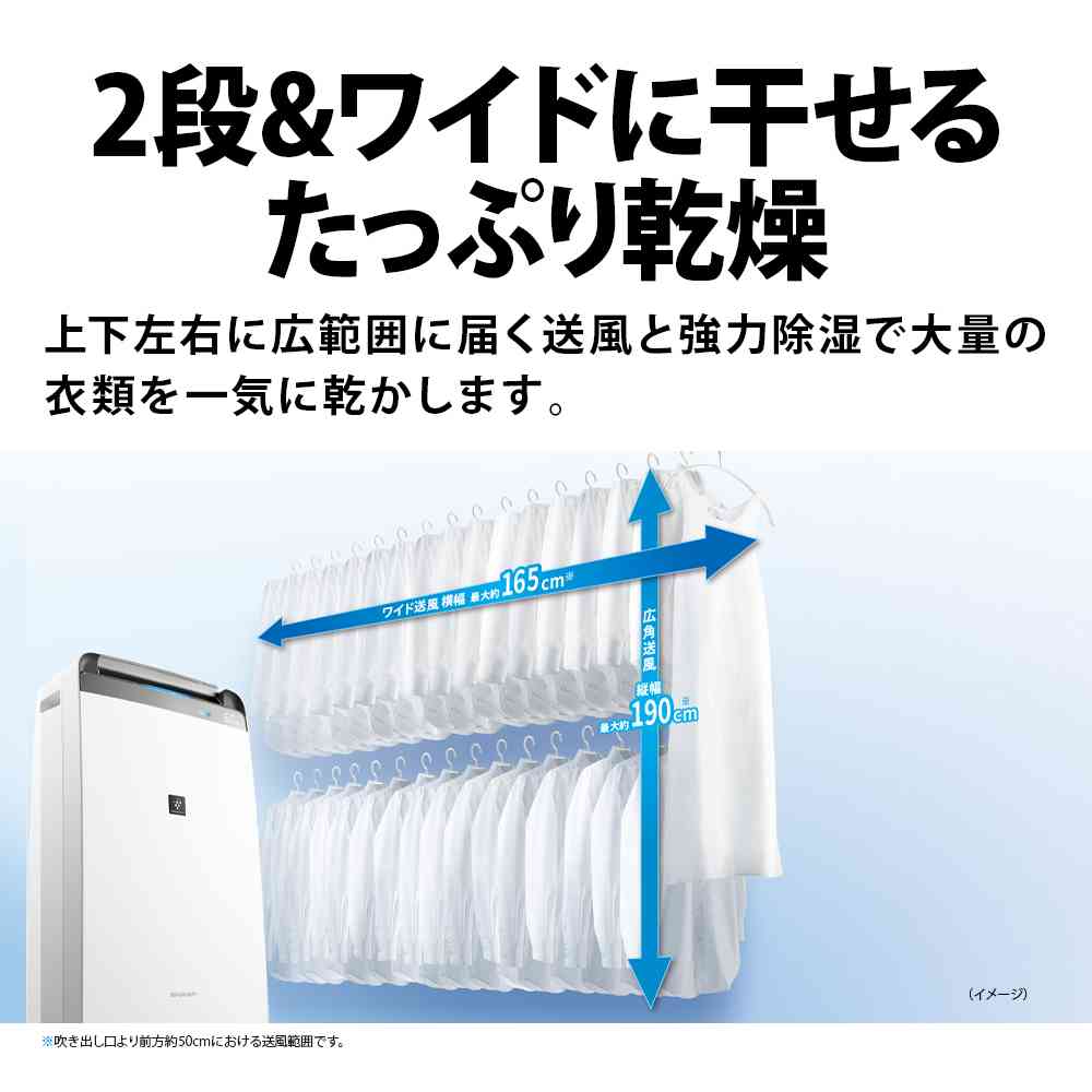 【台数限定特価】除湿機 シャープ 衣類乾燥除湿機 CV-R180 W ホワイト系 コンプレッサー方式 プラズマクラスター7000 花粉 脱臭 - Image 7