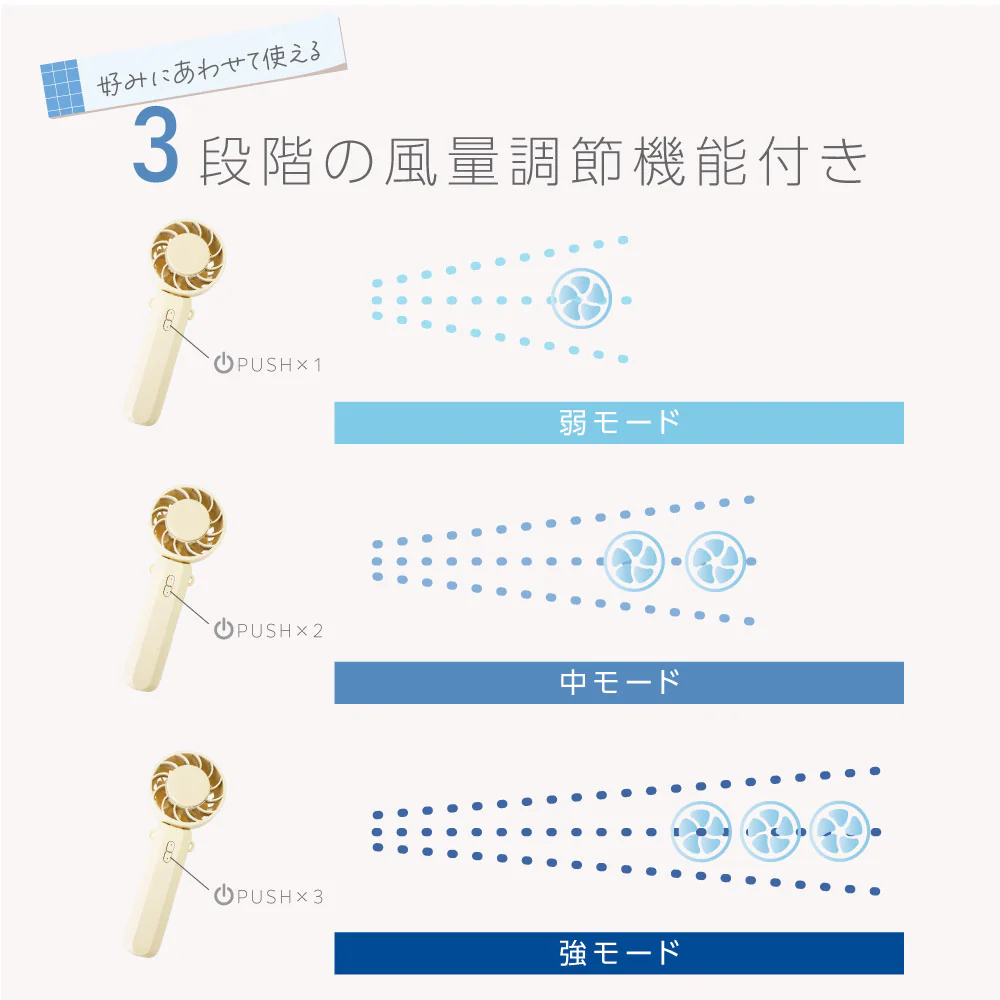 ICEカラープレート付ハンディファン エアリーブルー 約170g - Image 7