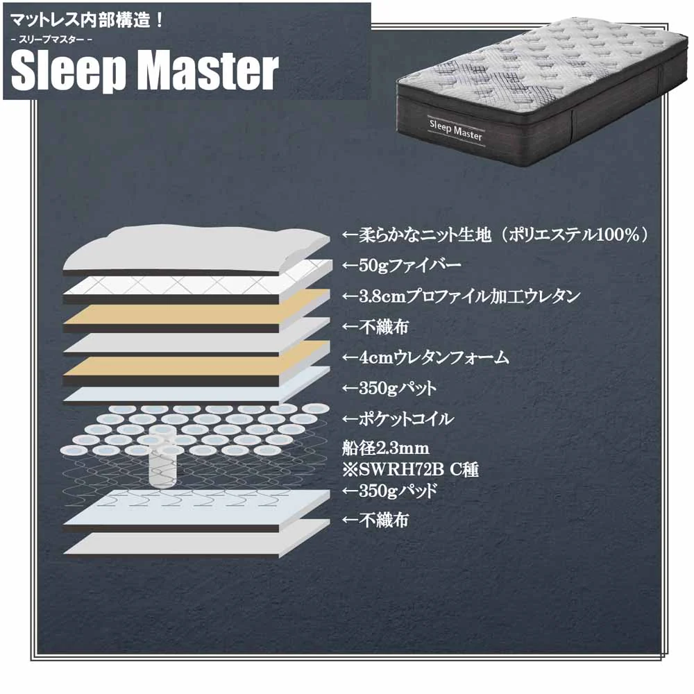 厚み31cm極厚Dポケットコイルマットレス PIM-SM-D 【直送品】 返品・キャンセル・他商品と同時購入は不可 - Image 6