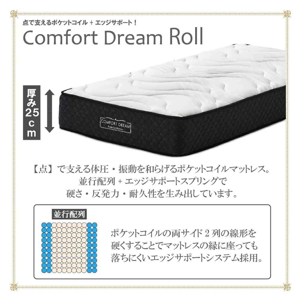 厚み25cmSポケットコイルマットレスCFDM-ROLL-S 【直送品】 返品・キャンセル・他商品と同時購入は不可 - Image 3