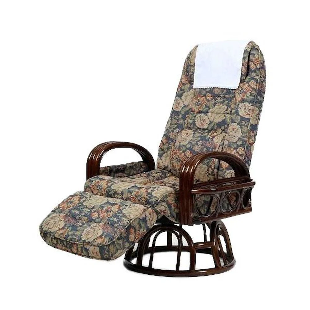 籐肘付回転リクライニングチェア 足のせ付 SW046KMS 【直送品】 返品・キャンセル・他商品と同時購入は不可