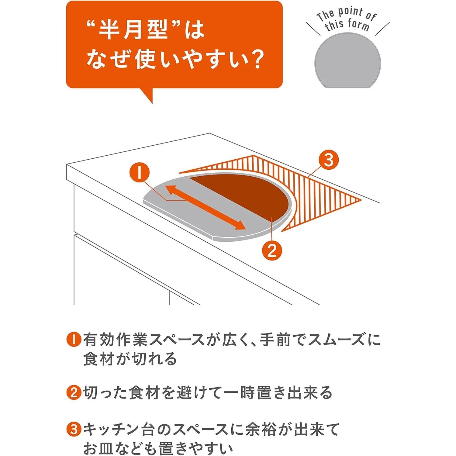 atomico スペースを無駄なく使える半月まな板 1枚 - Image 10