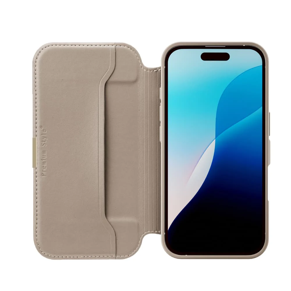 PGA iPhone 17用 ガラスフリップケース ベージュ PG-25AGF02BE 65g - Image 4