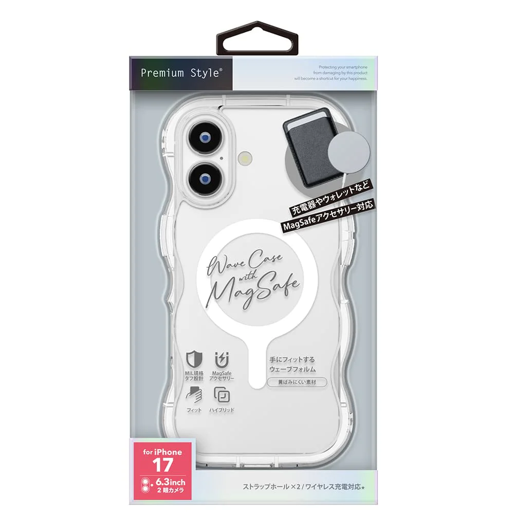 PGA iPhone 17用 MagSafe対応 ウェーブケース クリア PG-25AMW01CL 35g - Image 2