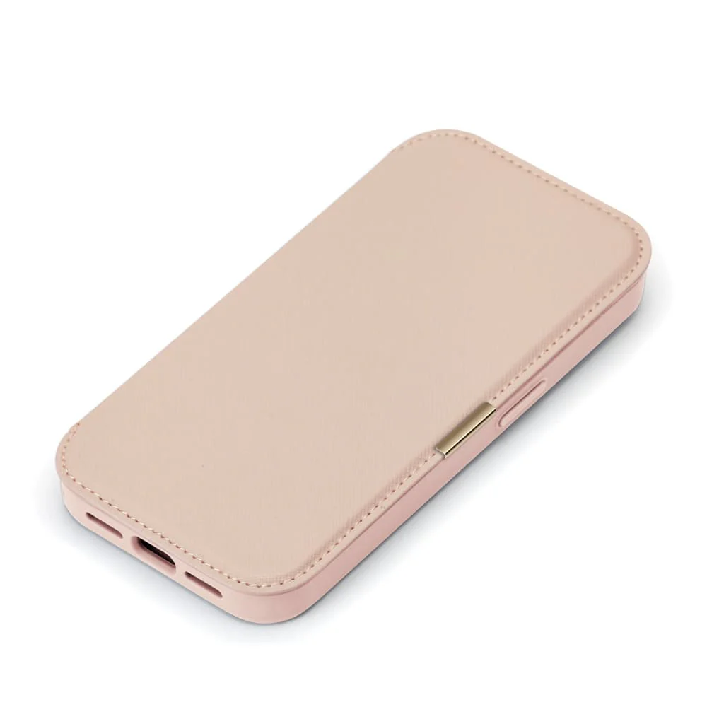 PGA iPhone 17 Pro用 ガラスフリップケース サフィアーノ調/ピンク 65g
