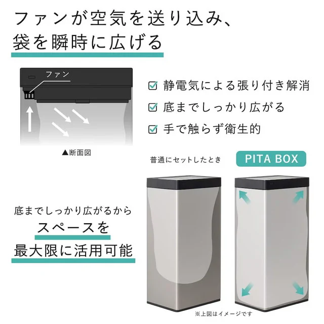 袋を自動で広げるゴミ箱 PITA BOX 30L SBTG26SSL 【直送品】 返品・キャンセル・他商品と同時購入は不可 - Image 4