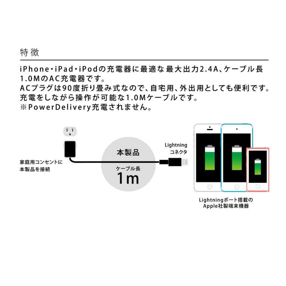 オズマ LIGHTNING用AC充電器 1.0M 2.4A - Image 2