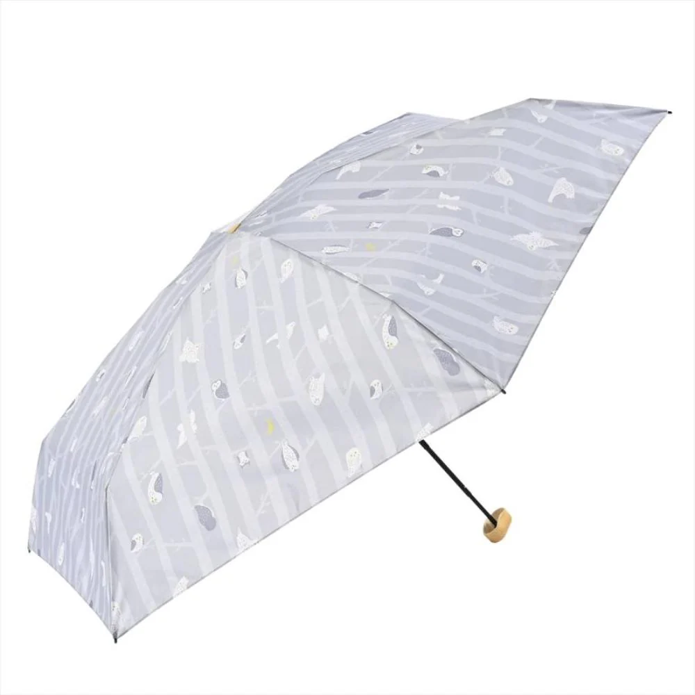 晴雨兼用 折傘 55cm エコルーペット 5段 17381GY 【直送品】 返品・キャンセル・他商品と同時購入は不可