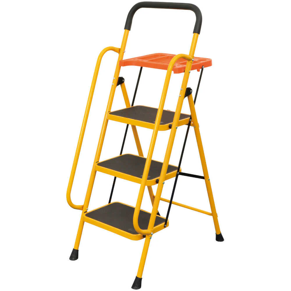 安心の両手すり付き脚立 トレー付き 3段[04633] 【直送品】 返品・キャンセル・他商品と同時購入は不可