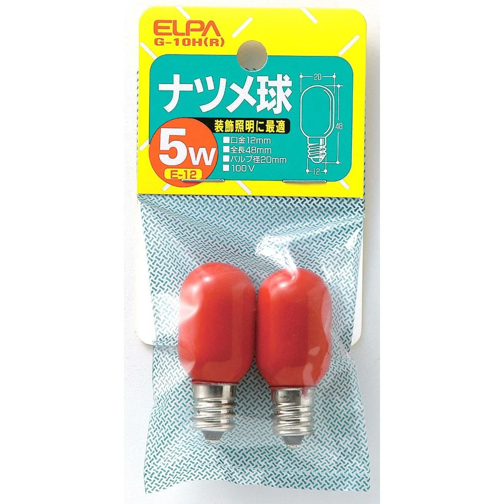 エルパ ELPA カラーナツメ球 5W 赤 E12 G-10H(R) 2個入