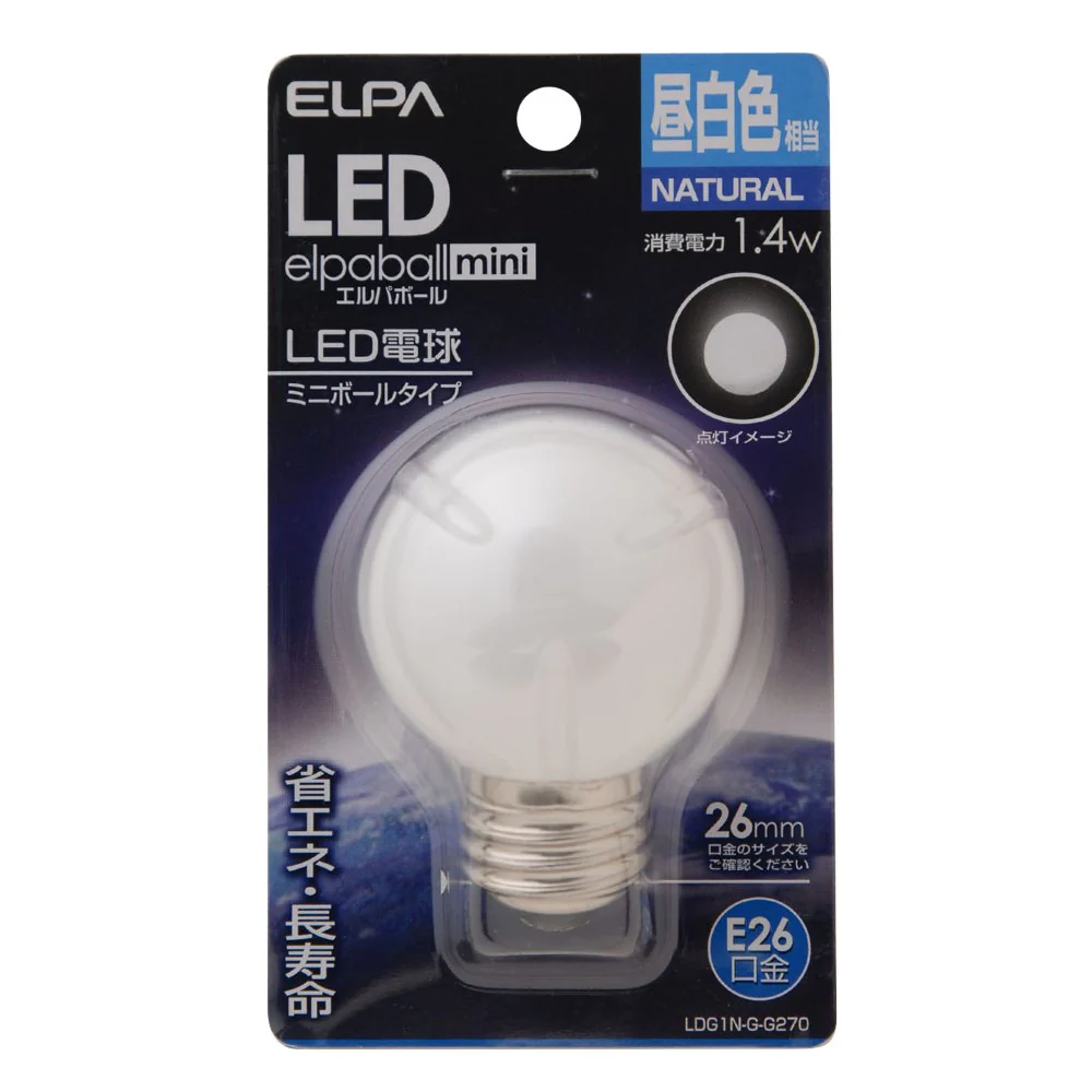 エルパ ELPA LED装飾電球 G50形 長寿命 省エネ E26 LDG1N-G-G270