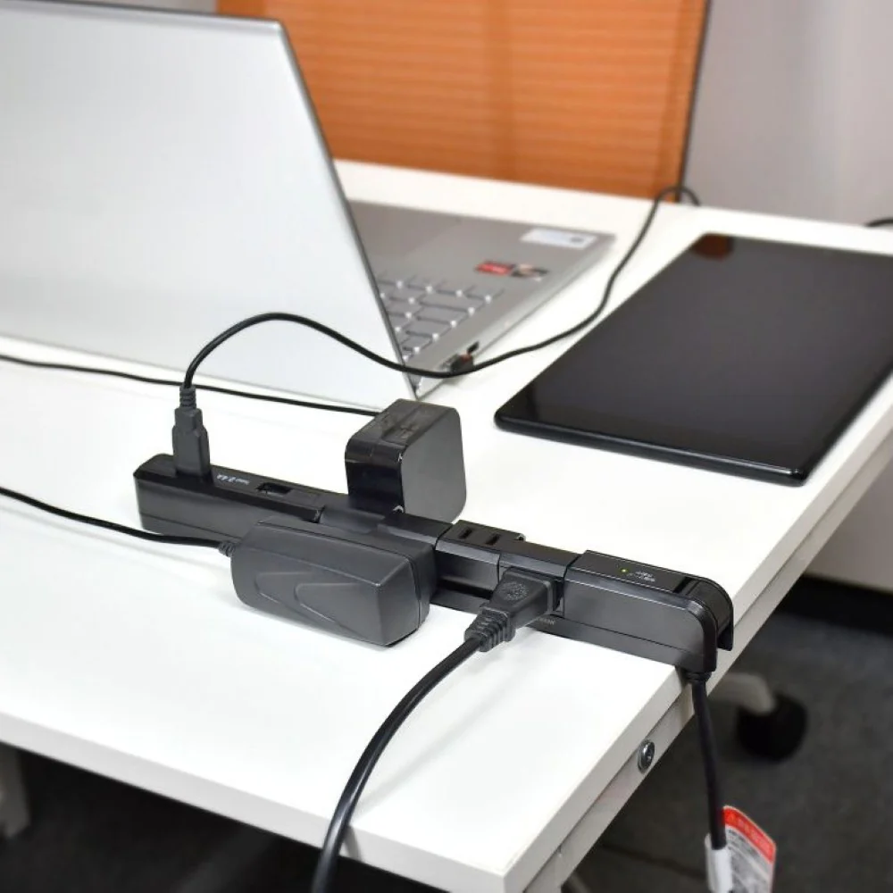 エルパ ELPA スリム回転USBタップ 4個口2m WBS-SL402USB（BK） - Image 6
