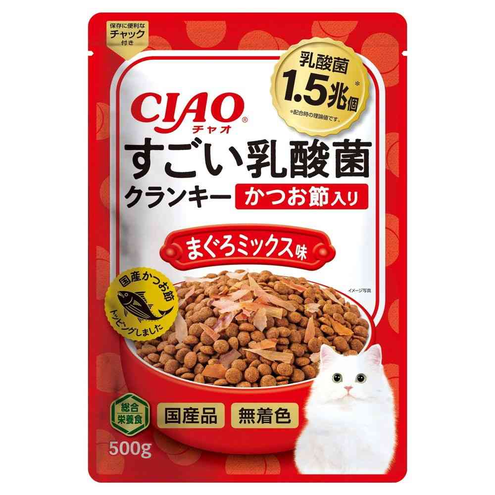 いなばペットフード すごい乳酸菌 クランキー かつお節 まぐろミックス味 500g