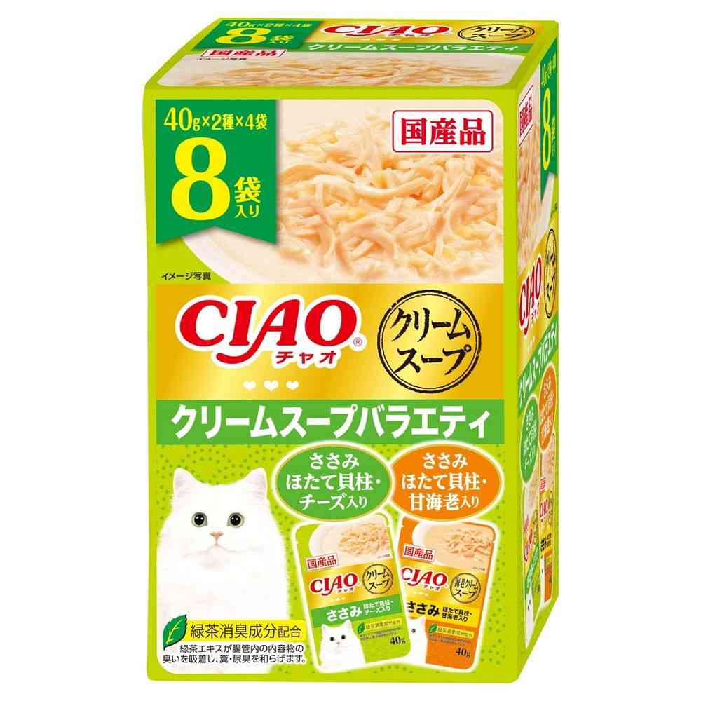 いなばペットフード CIAO だしスープ パウチ クリームスープバラエティ 40g×8袋