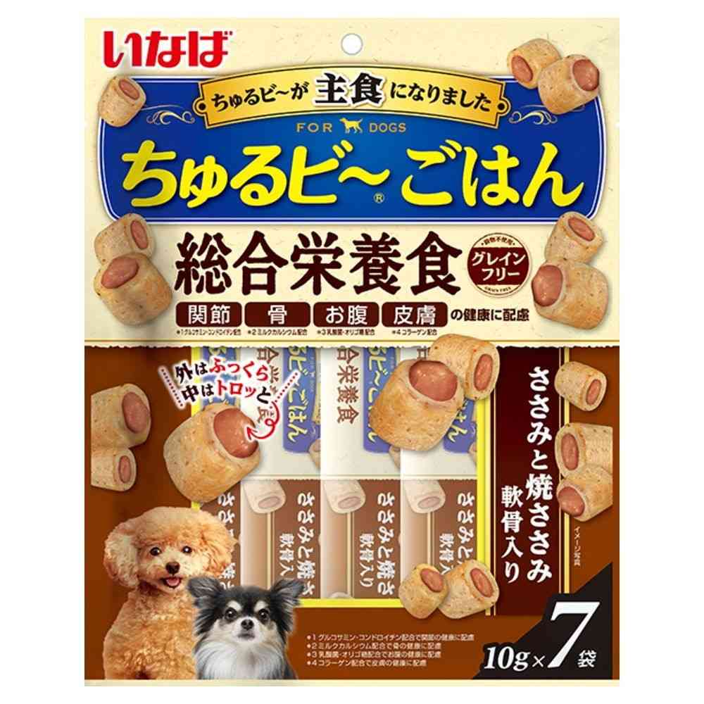 いなばペットフード いなば ちゅるビ〜ごはん 総合栄養食 ささみと焼ささみ 軟骨入り 10g×7袋