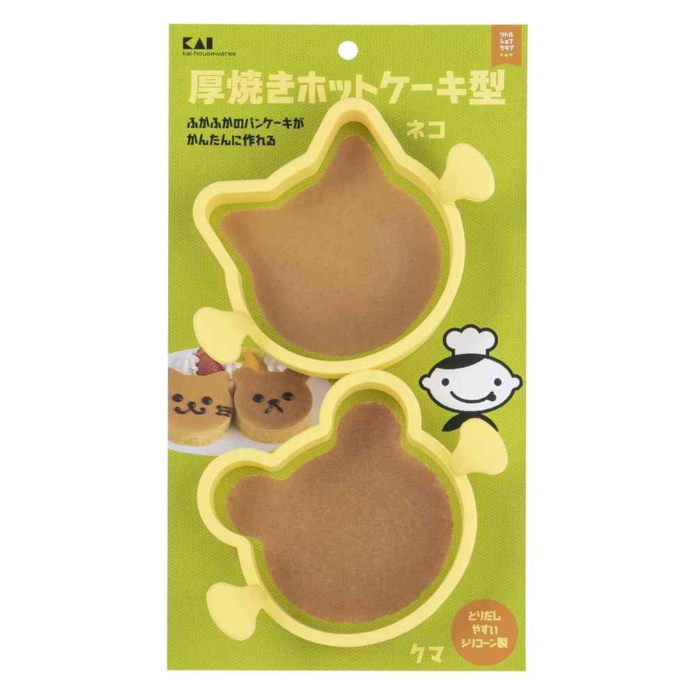 貝印 厚焼きホットケーキ型（ネコ・クマ） DL7216 - Image 4