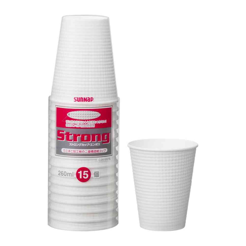 サンナップ C2615STE ストロングカップ エンボス 260ml 15個入