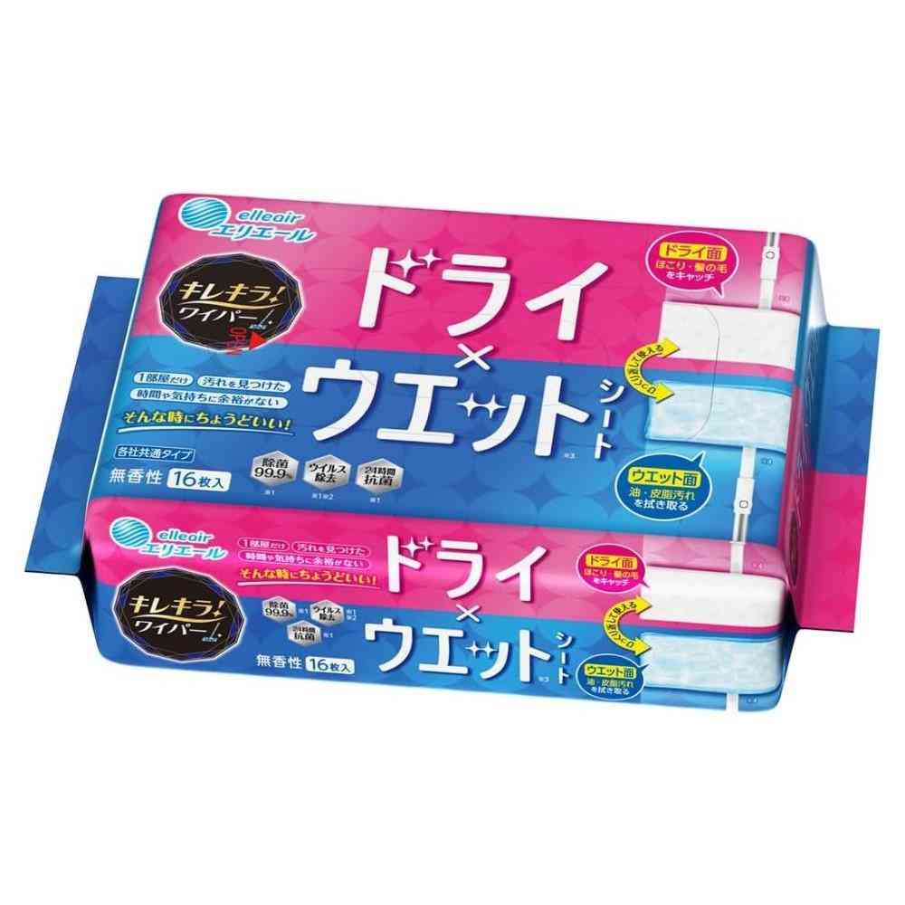 大王製紙 キレキラ! ワイパー ドライ×ウェットシート 16枚