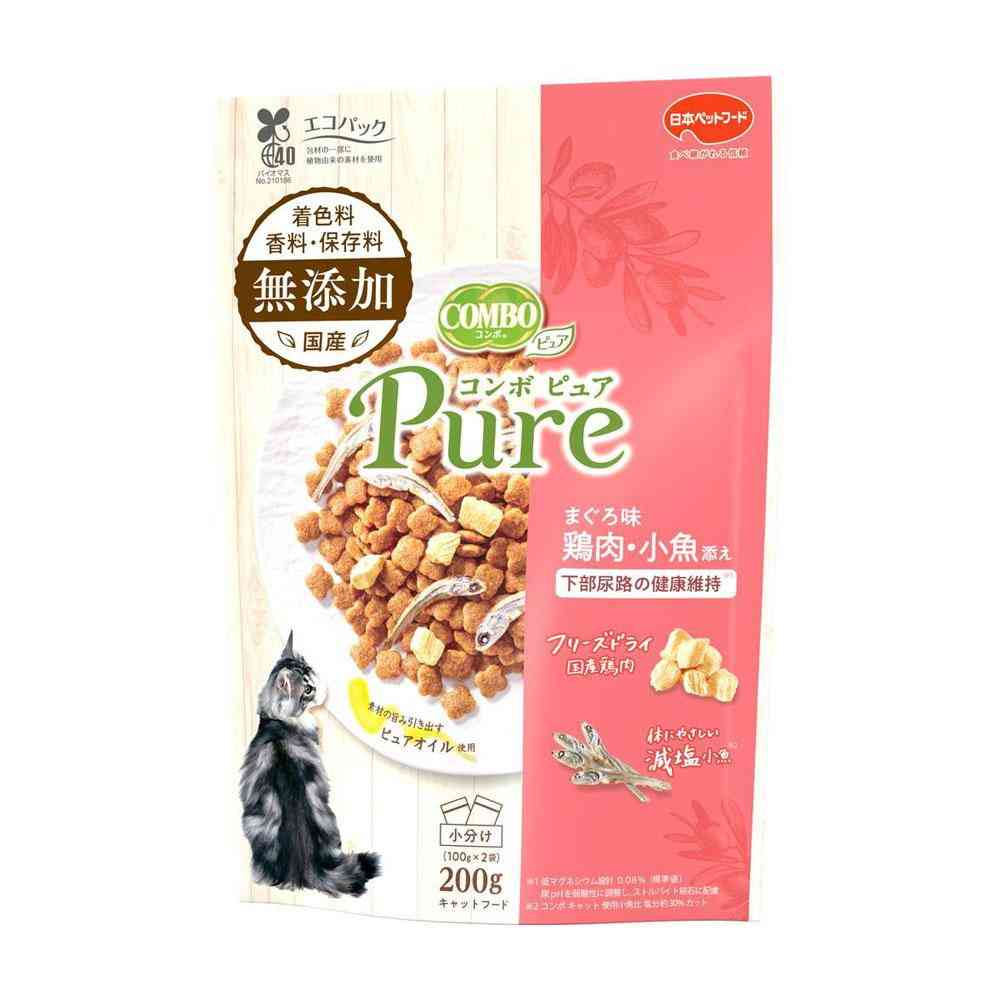 日本ペットフード コンボ ピュア キャット まぐろ味・鶏肉・小魚添え 200g(100g×2袋)