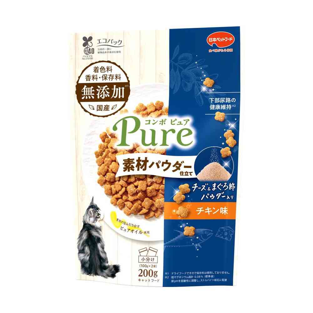 日本ペットフード コンボピュア キャット チキン味・チーズ&まぐろ節パウダー仕立て 100g×2袋