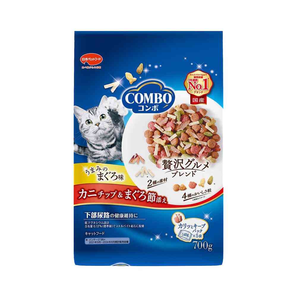 日本ペットフード コンボ キャット カニチップ＆まぐろ節添え 700g（140gx5）