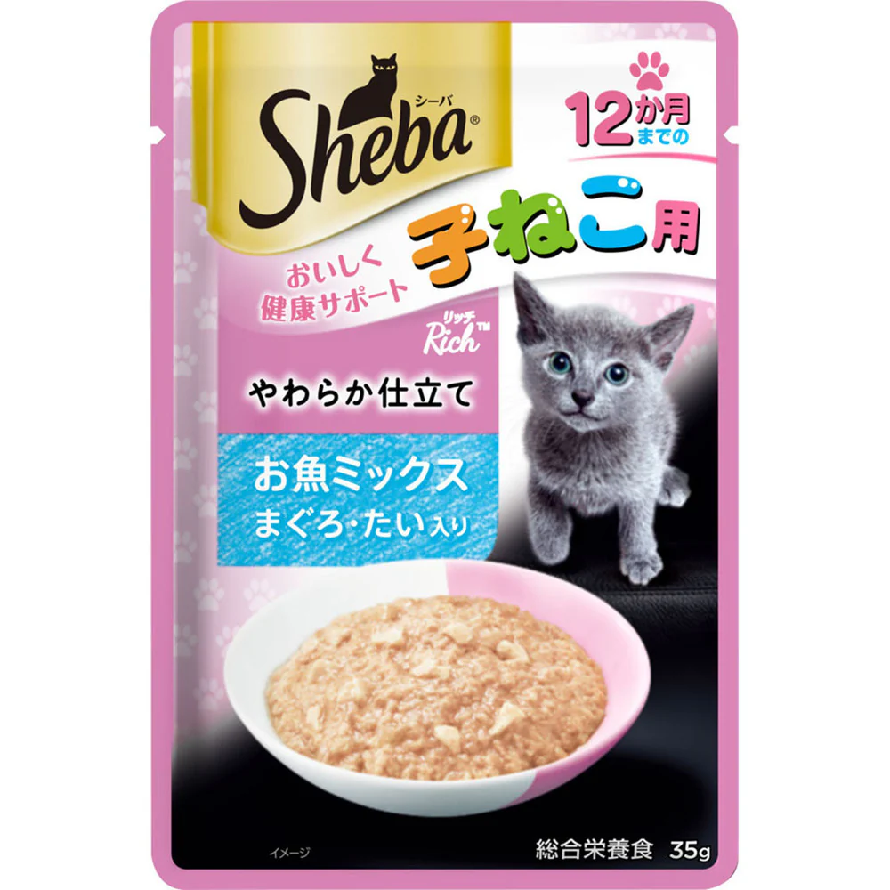 マースジャパンリミテッド シーバ リッチ 12か月までの子ねこ用 やわらか仕立て お魚ミックス まぐろ・たい入り 35g