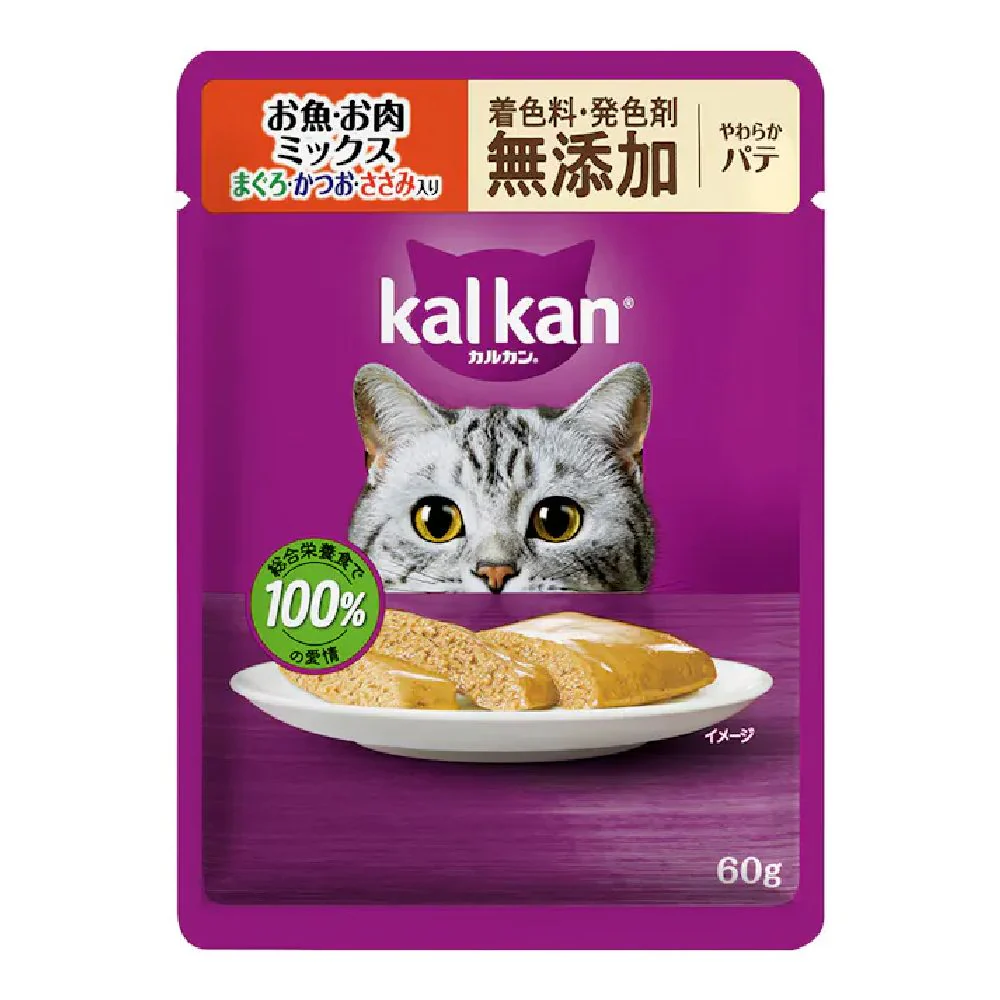 マース カルカンパウチ やわらかパテ魚肉まぐろかつおささみ 60g