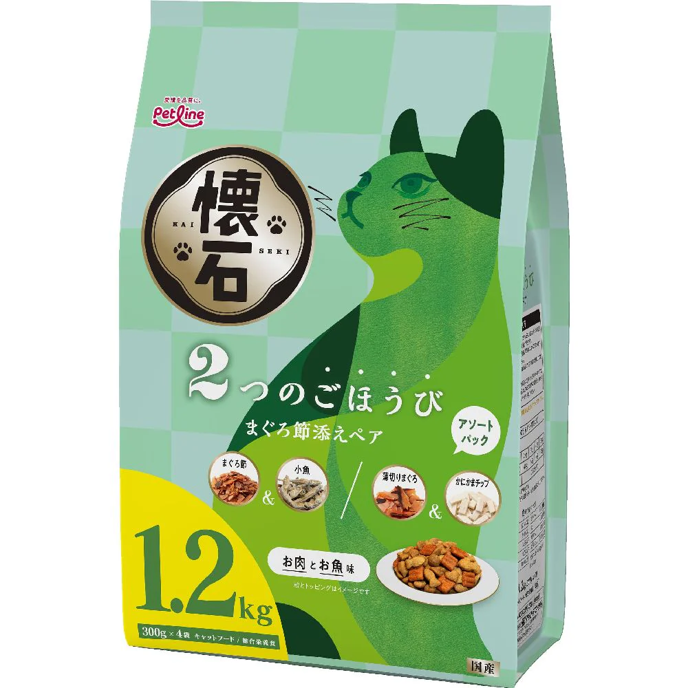 ペットライン 懐石2つのごほうび まぐろ節添えペア 1.2kg