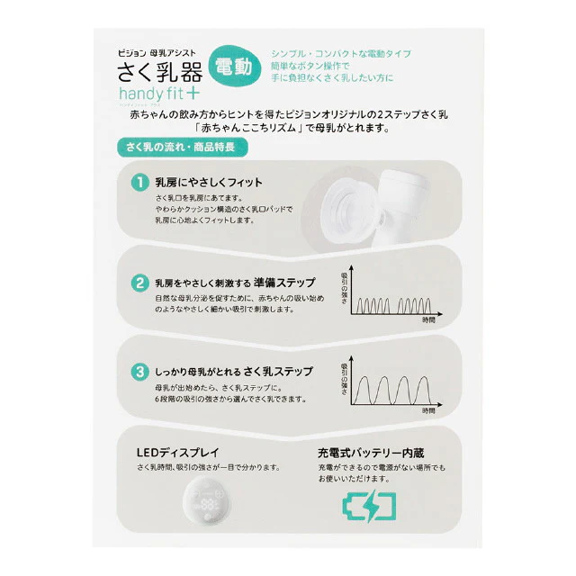 ピジョン　母乳アシスト　さく乳器　電動　ｈａｎｄｙ　ｆｉｔ＋　１個入り - Image 8