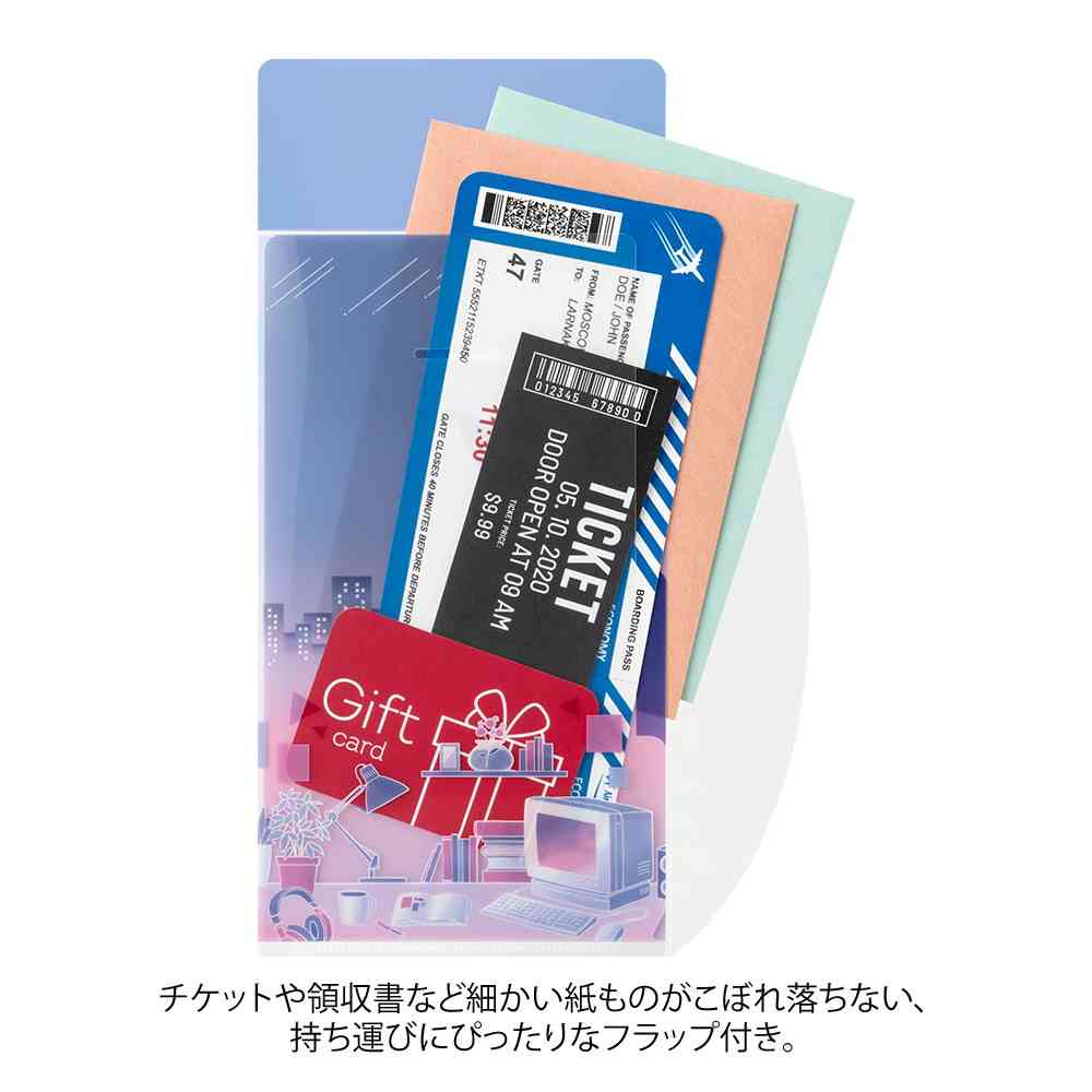 ミドリ 3ポケットクリアホルダー＜A5スリム＞ フラップ付 シティポップ柄 1個 - Image 8