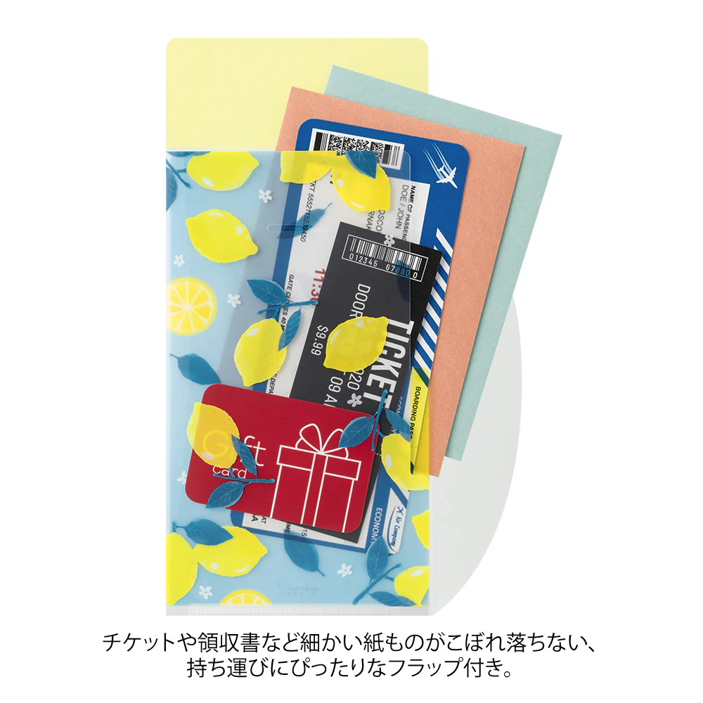 ミドリ 3ポケットクリアホルダー<A5スリム> フラップ付 レモン柄 1個 - Image 3
