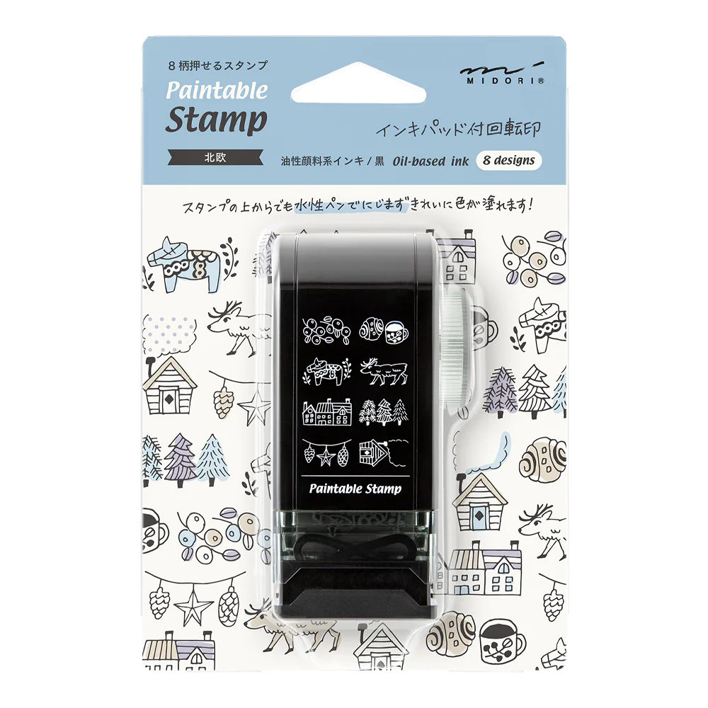 ミドリ スタンプ 回転印 ダイヤル 北欧柄 1個