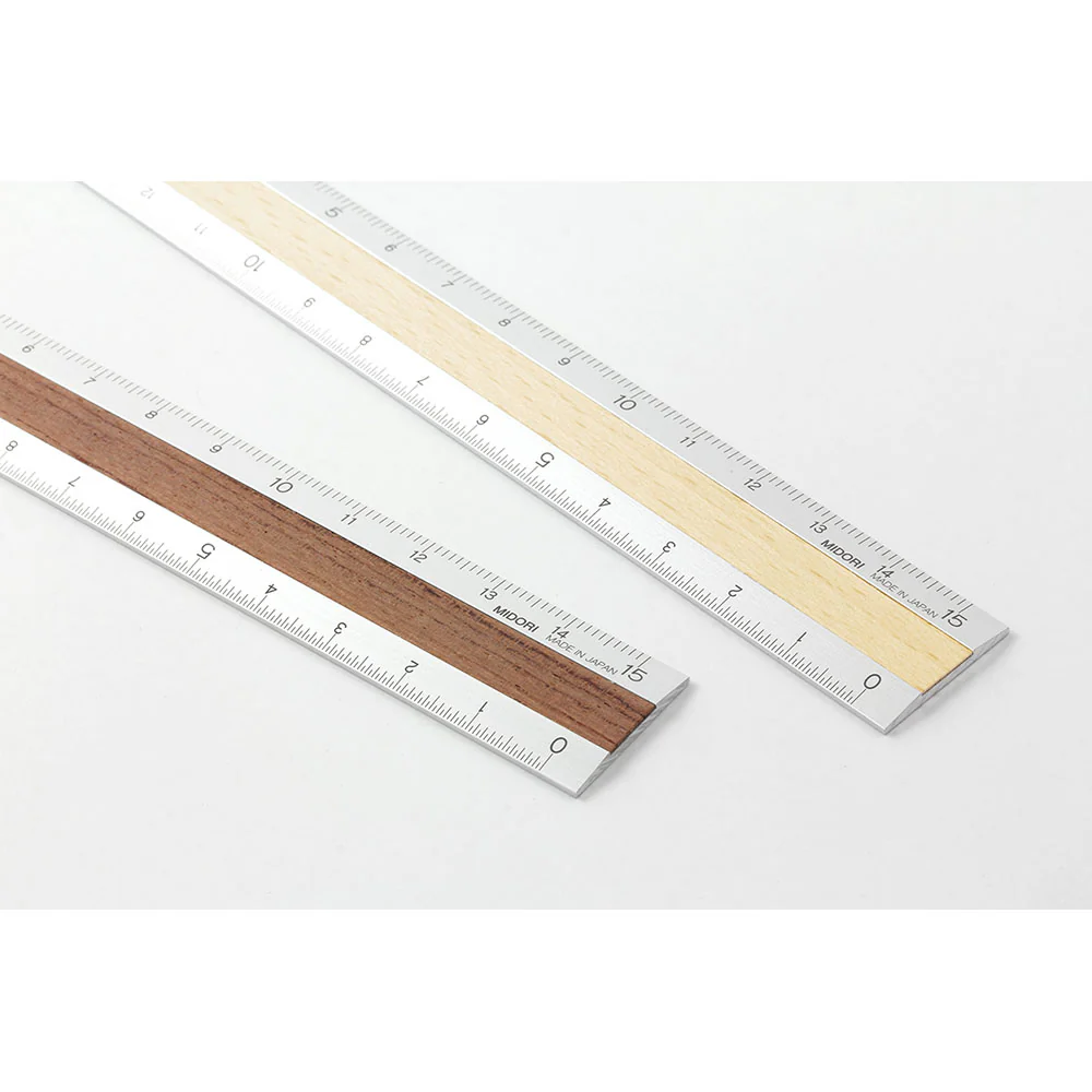 ミドリ アルミ&ウッド定規＜15cm＞ うす茶 1個 - Image 5