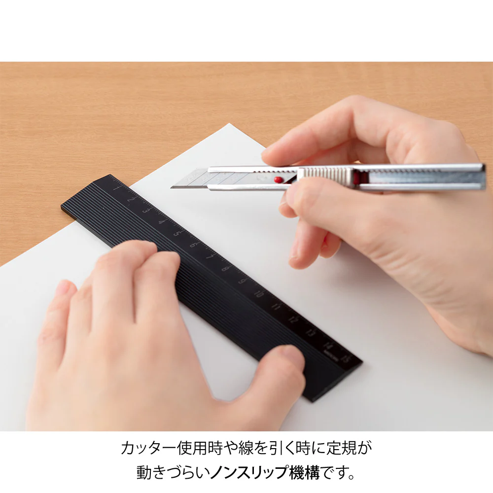 ミドリ アルミ定規<15cm> ノンスリップ 黒 1個 - Image 4