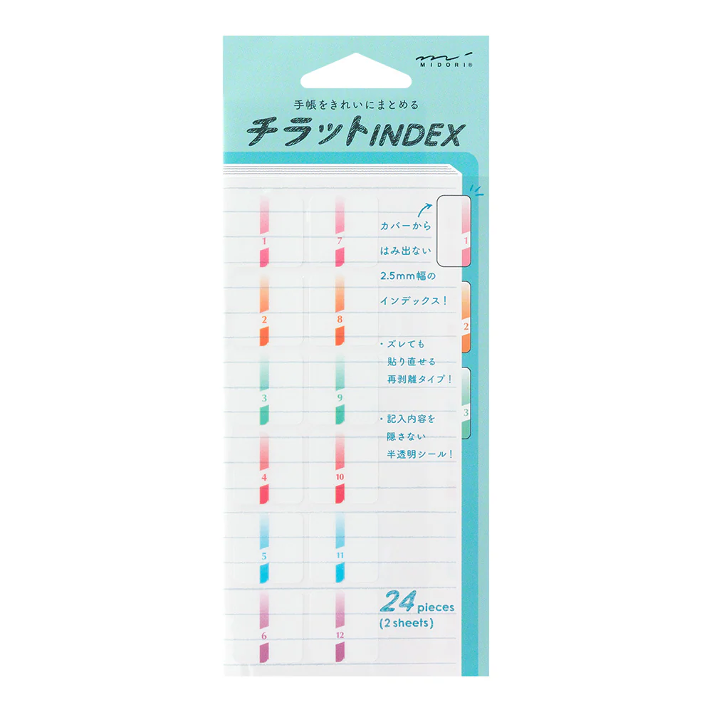 ミドリ インデックスラベル チラット 数字 カラー 2シート(24枚)