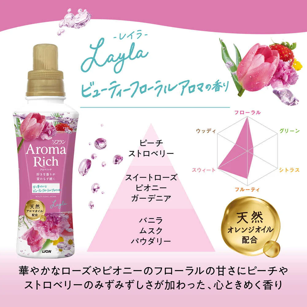 ライオン ソフラン アロマリッチ レイラ 詰め替え ウルトラジャンボ 1300ml - Image 7