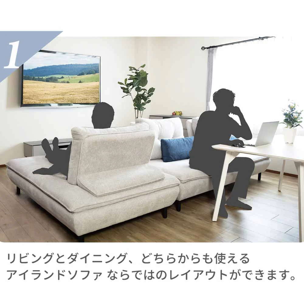 ソファ Isra 2.5P+背x2 BL、BL/GY設置 【直送品】 返品・キャンセル・他商品と同時購入は不可 - Image 4