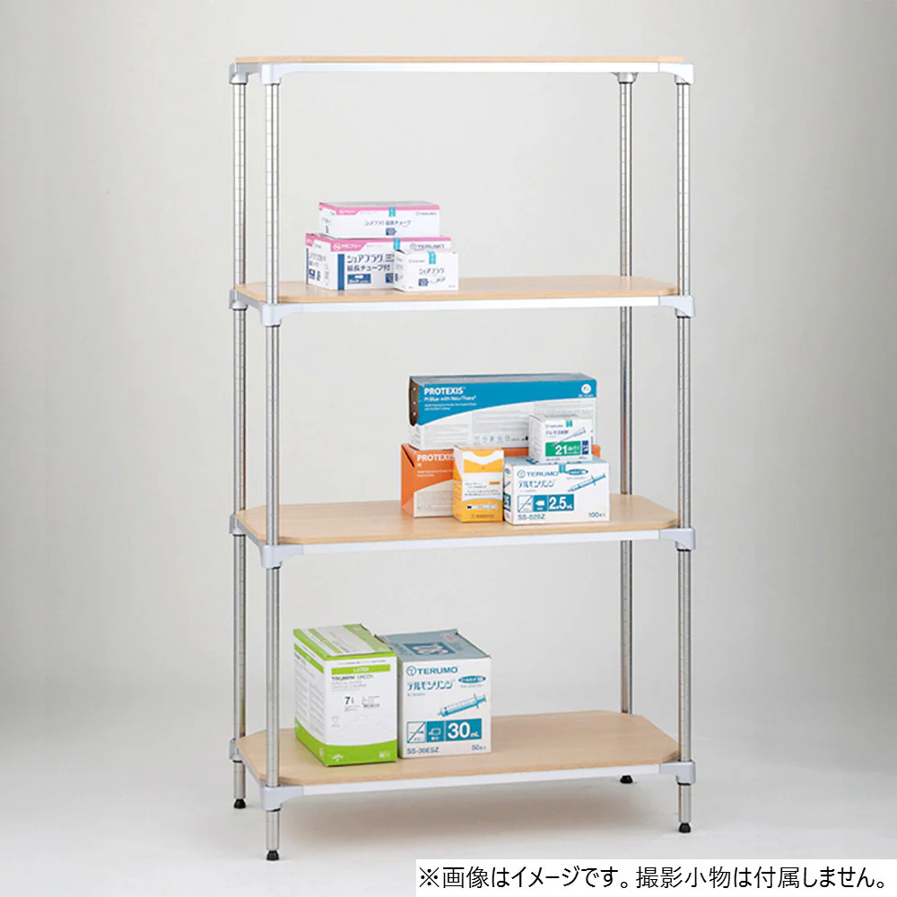 エレクター ベーシックシリーズウッドシェルフ W1200xD600mm ナチュラルウッド シルバーフレーム 棚用 B2448MNS1 - Image 4
